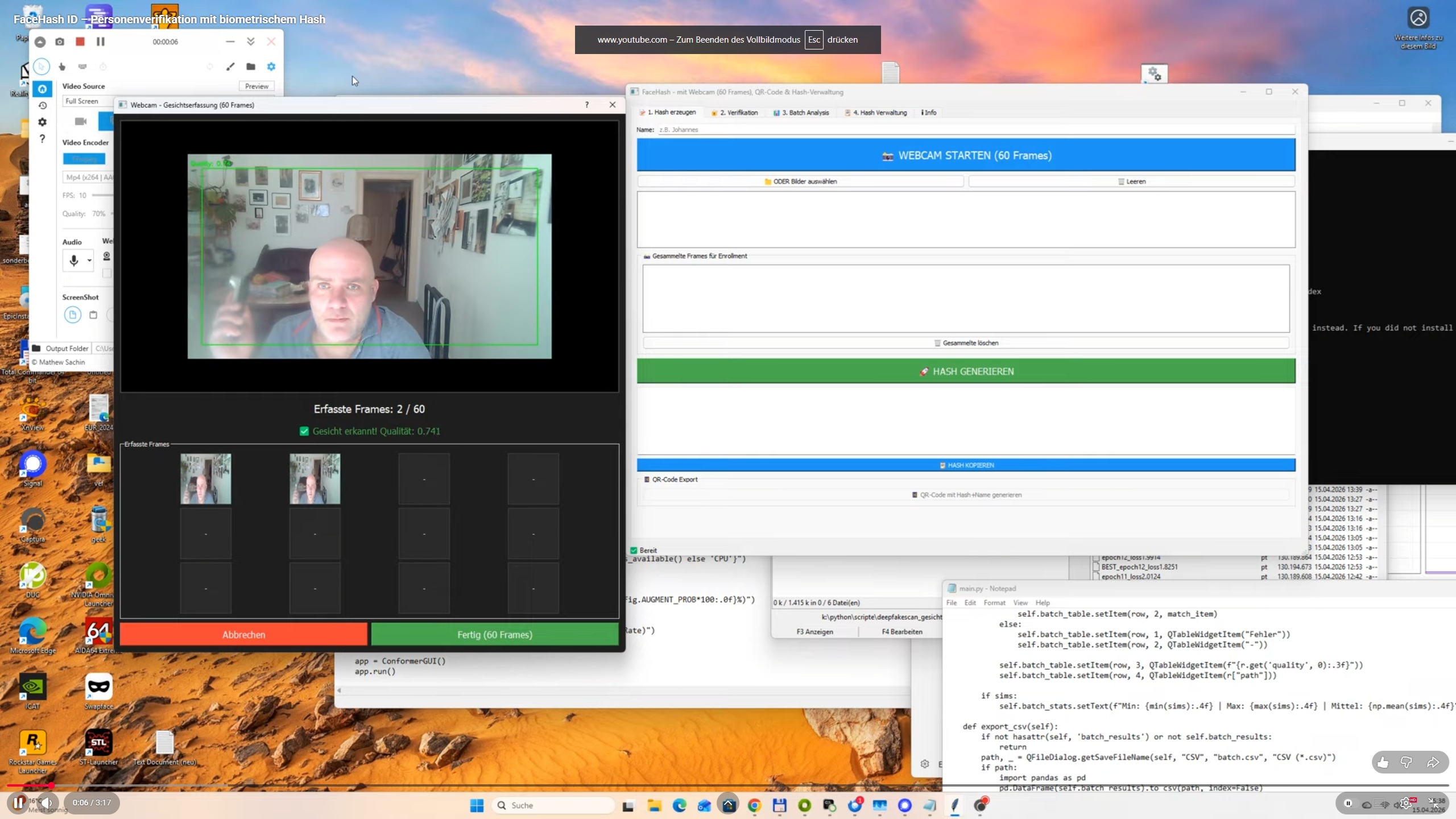 FaceHash ID – Biometrische Authentifizierung durch kryptografische Hashes